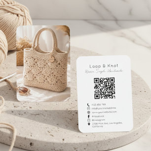 Handmade Crochet Business Card Minimal QR Code