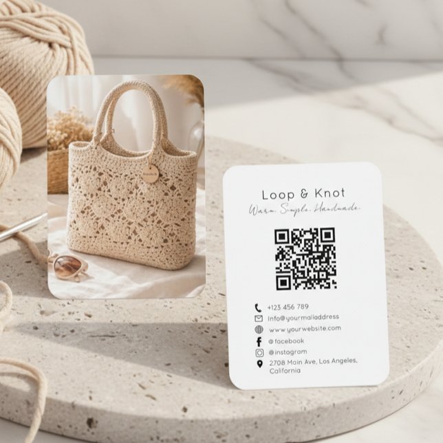Handmade Crochet Business Card Minimal QR Code (Creator Uploaded)