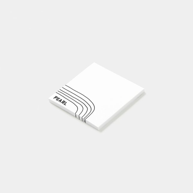 Handmade Curve Lines CUSTOM Monogram Personalised Post-it Notes (Angled)