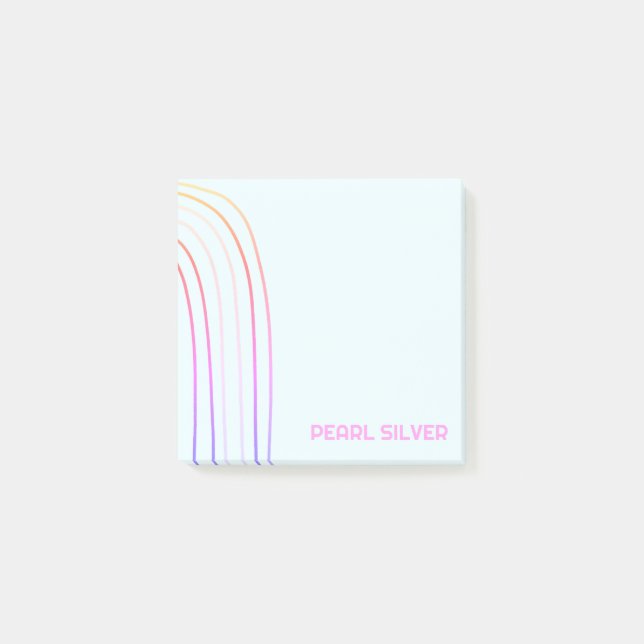 Handmade Curve Lines CUSTOM Monogram Personalised Post-it Notes (Front)