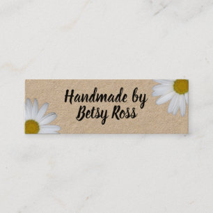 Handmade Daisy Flowers Rustic Kraft Social Media Mini Business Card