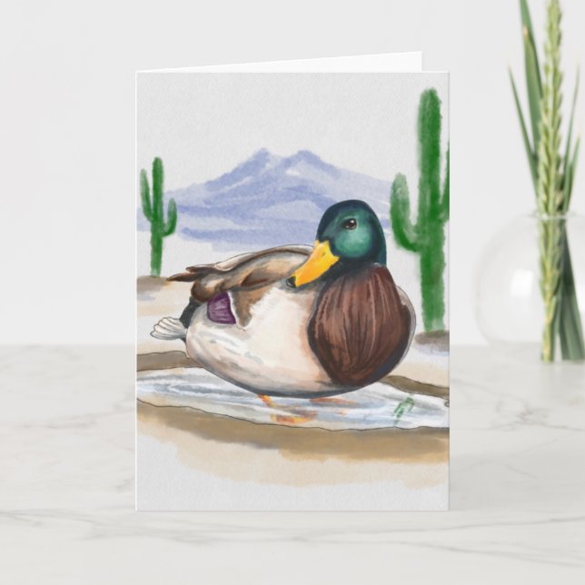 Handmade Duck in puddle (Beatrix Potter Style) Holiday Card (Front)