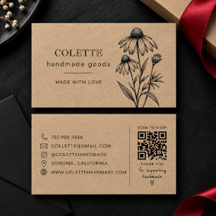Handmade Flower Logo Kraft Business Card