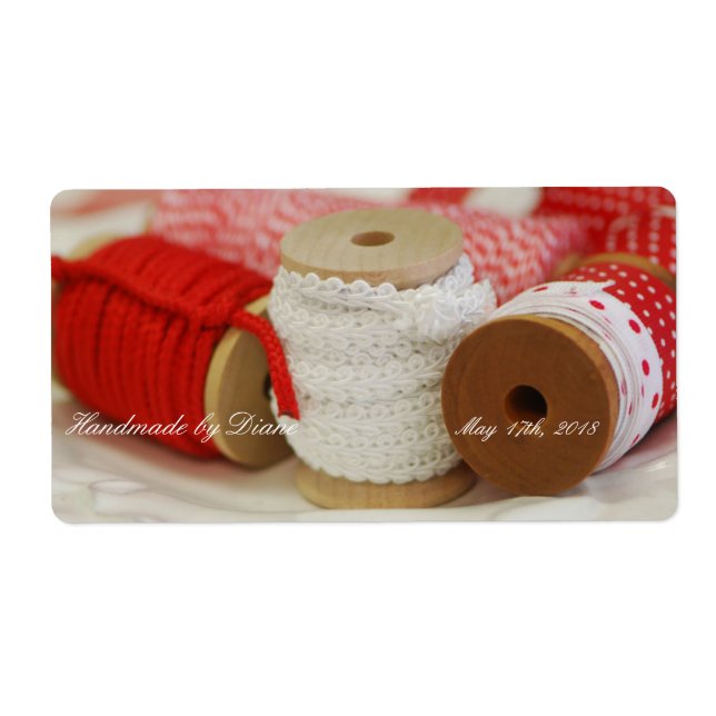 Handmade for You Red Spools Sewing Label (Front)