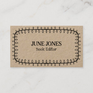 Handmade Frame Doodle Whimsical Custom Kraft Business Card