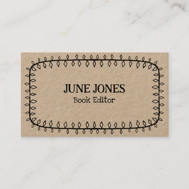 Handmade Frame Doodle Whimsical Custom Kraft Business Card (Front)