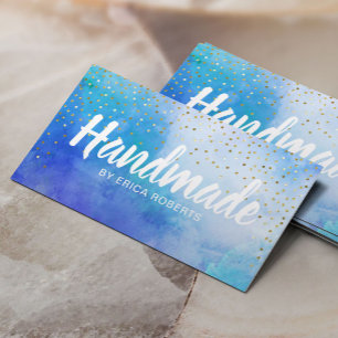 Handmade Gift Gold Confetti Elegant Watercolor Business Card