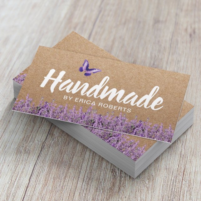 Handmade Gift Rustic Kraft Lavender Floral Business Card (Creator Uploaded)