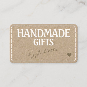 Handmade Gifts Rustic Kraft Paper Sewing Stitches Business Card