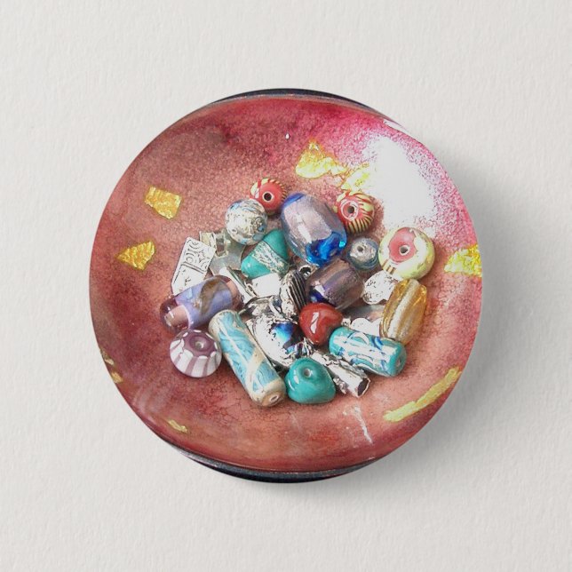 Handmade Glass Beads 6 Cm Round Badge (Front)