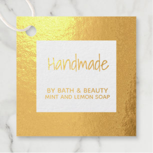 Handmade gold square personalised small business favour tags