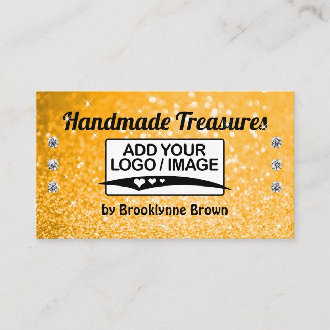 Handmade Golden Glitter Template Stylish Sparkling Business Card (Front)