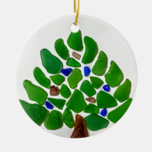 Handmade Green Sea Glass Christmas Tree Ceramic Tree Decoration