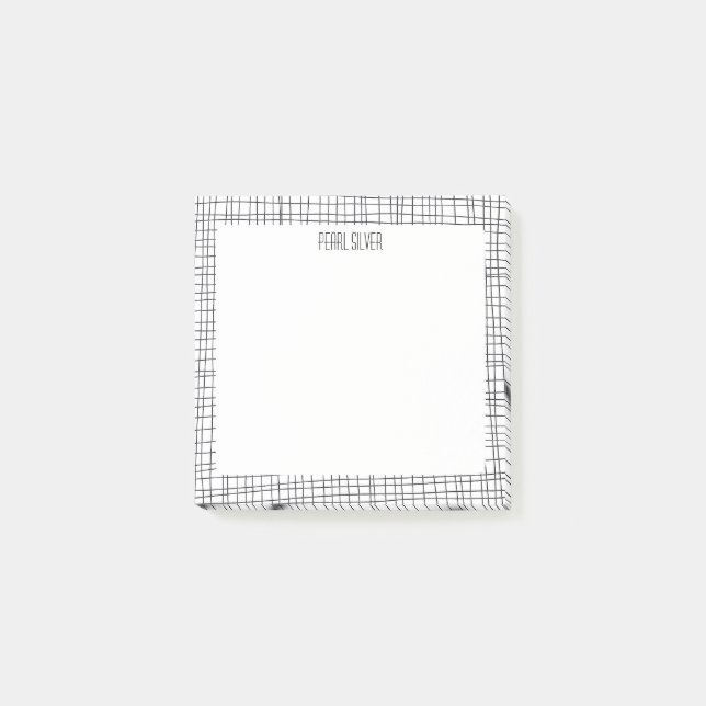 Handmade Grid Lines CUSTOM Monogram Personalised Post-it Notes (Front)