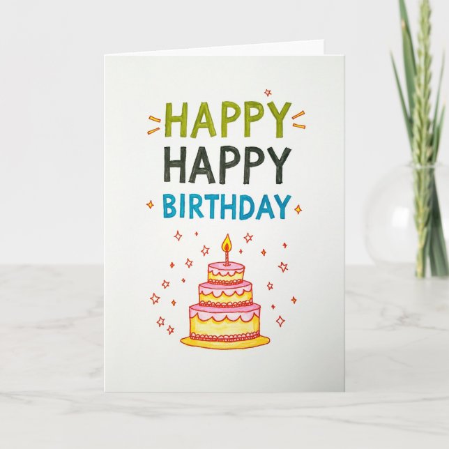 Handmade Happy Birthday Stars Card (Front)