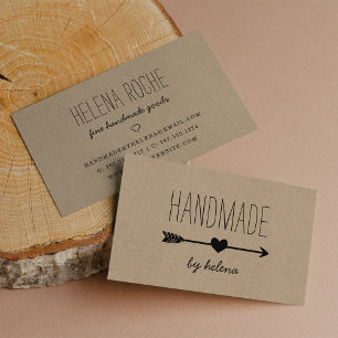 Handmade Heart Rustic Kraft Business Card