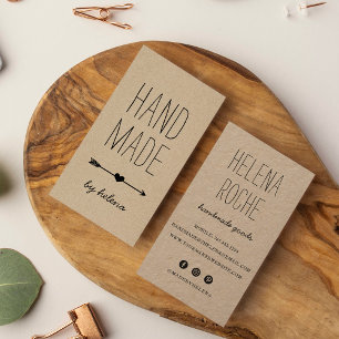 Handmade Heart Rustic Kraft Vertical Business Card