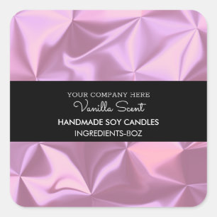 Handmade Homemade Candle Business Shiny Pink Square Sticker
