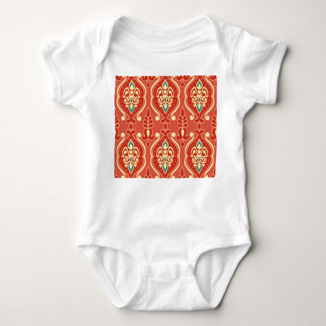 Handmade Ikat: Ethnic Boho Fabric Baby Bodysuit (Front)