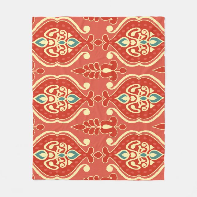 Handmade Ikat: Ethnic Boho Fabric Fleece Blanket (Front)