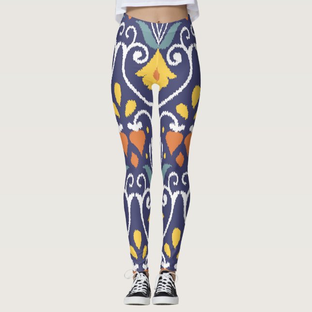 Handmade Ikat: Ethnic Boho Fabric Leggings (Front)