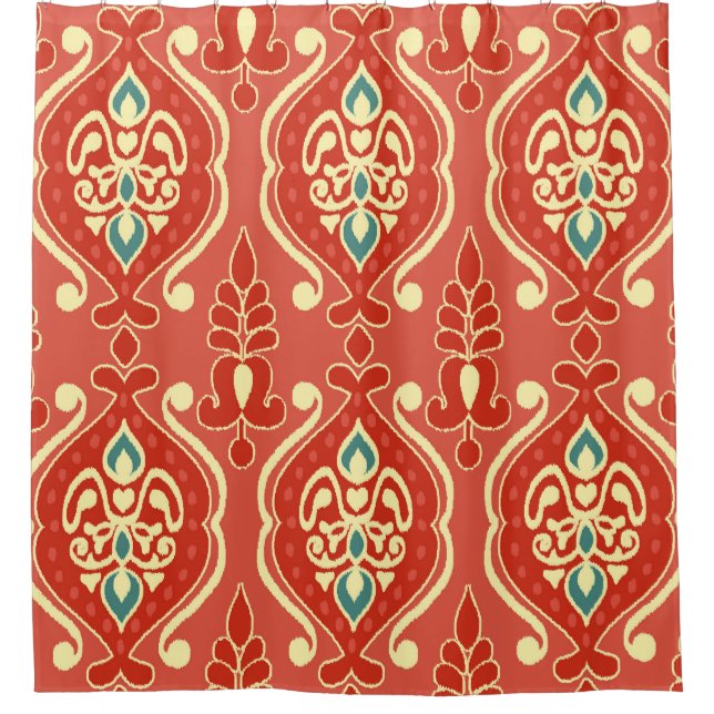 Handmade Ikat: Ethnic Boho Fabric Shower Curtain (Front)