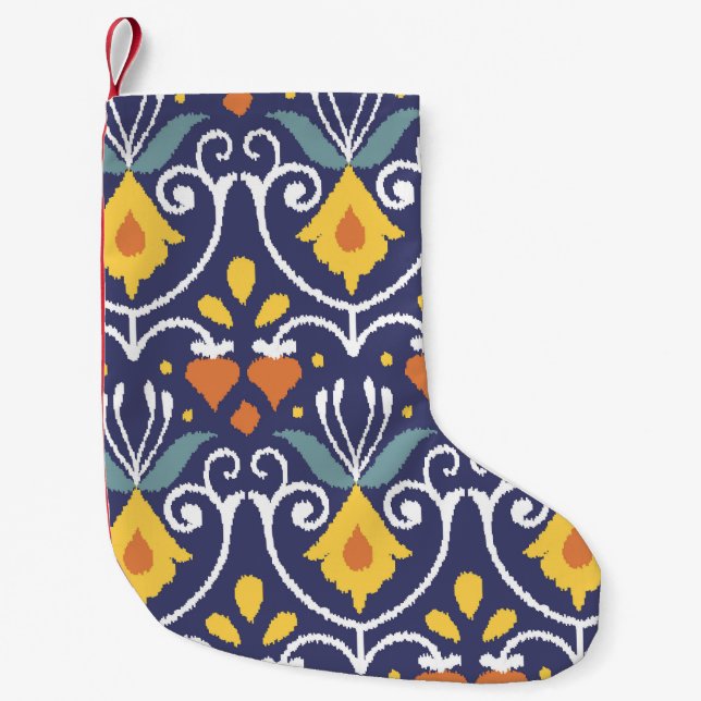 Handmade Ikat: Ethnic Boho Fabric Small Christmas Stocking (Front)