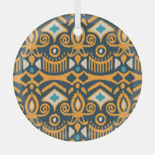 Handmade Ikat: ethnic fabric pattern Glass Tree Decoration