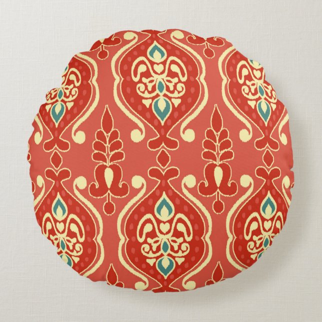 Handmade Ikat fabric. Ethnic seamless pattern. Asi Round Cushion (Front)