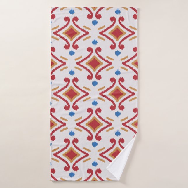 Handmade Ikat fabric. Ethnic seamless pattern. Azt Bath Towel (Bath Towel)