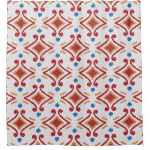 Handmade Ikat fabric. Ethnic seamless pattern. Azt Shower Curtain