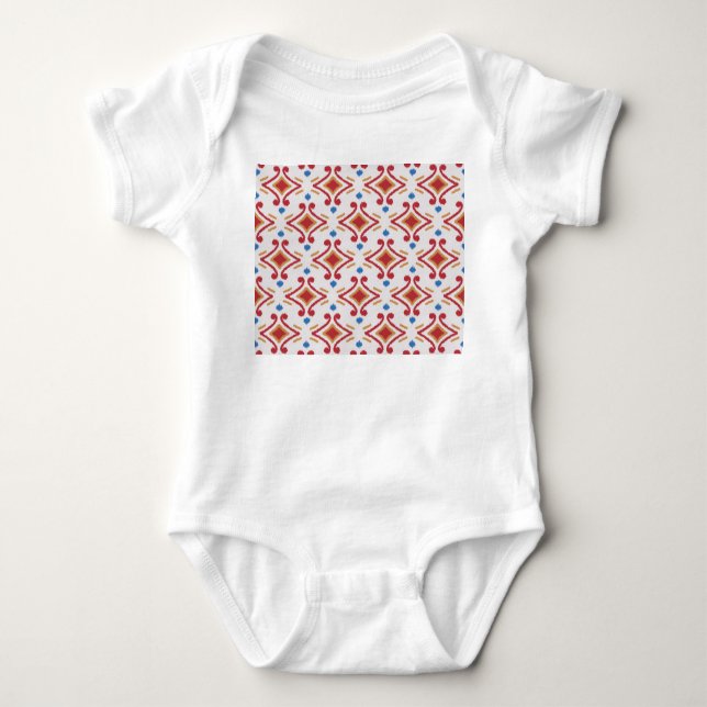 Handmade Ikat fabric, ethnic seamless pattern. Baby Bodysuit (Front)