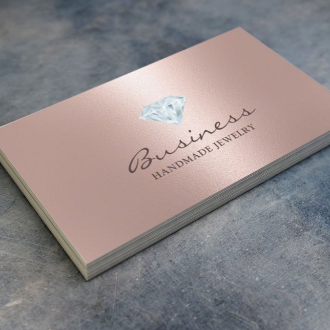 Handmade Jewellery Bright Diamond Blush Rose Gold Business Card (Creator Uploaded)