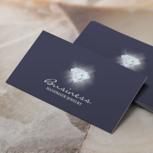 Handmade Jewellery Bright Diamond Elegant Blue Business Card