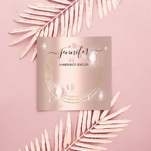 Handmade Jewellery Custom Logo Gold Rose Vip Square Business Card
