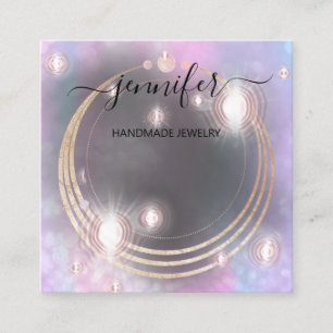 Handmade Jewellery Custom Logo Holograph Smoky Square Business Card