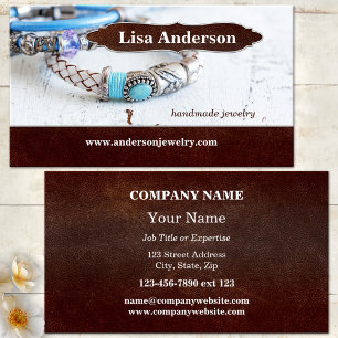 Handmade Jewellery Faux Leather Business Card