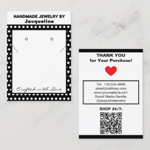 Handmade Jewelry Black White Polka Dots Business Card