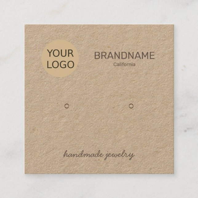 Handmade Jewelry Earrings Studs Display Card Logo (Front)