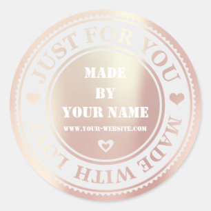 Handmade Just For You Made With Love Blush Classic Round Sticker