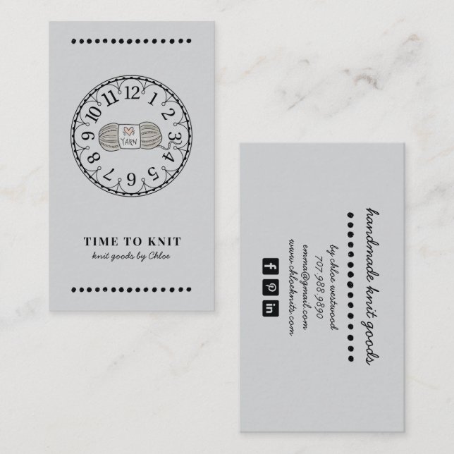 Handmade Knit Goods Business Card (Front/Back)