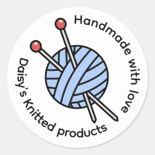 Handmade Knitting Personalised  Classic Round Sticker