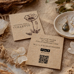 Handmade Kraft Flower Jewellery Designer Square Bu Business Card