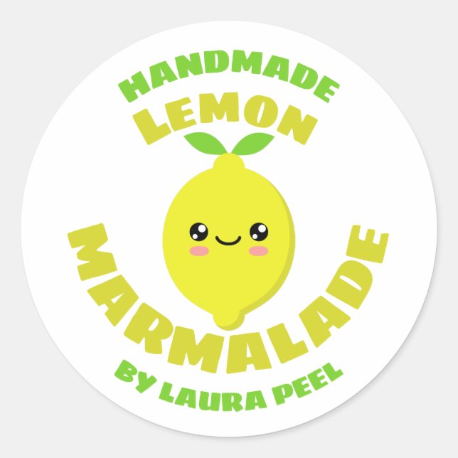 Handmade Lemon Marmalade Classic Round Sticker (Front)
