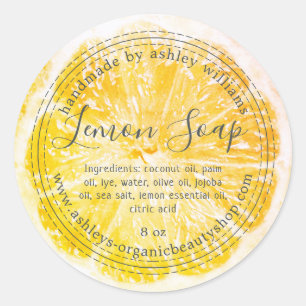 Handmade Lemon Soap Organic Business Classic Rou Round Sticker