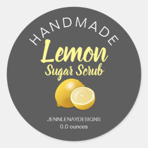 Handmade Lemon Sugar Scrub Modern Round Labels