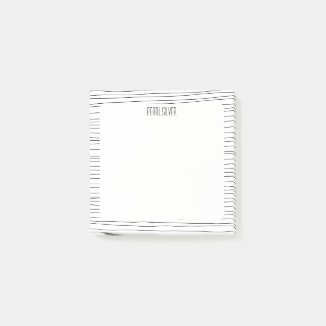 Handmade Lines CUSTOM Chic Monogram Personalised Post-it Notes (Front)
