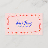 Handmade Loops Doodle Whimsical Inky Red Blue Pink