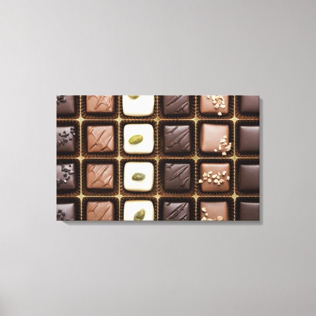 Handmade luxury chocolate in a box canvas print (Front)