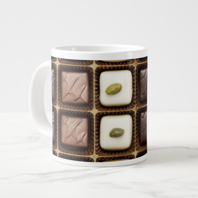 Handmade luxury chocolate in a box large coffee mug (Front Left)
